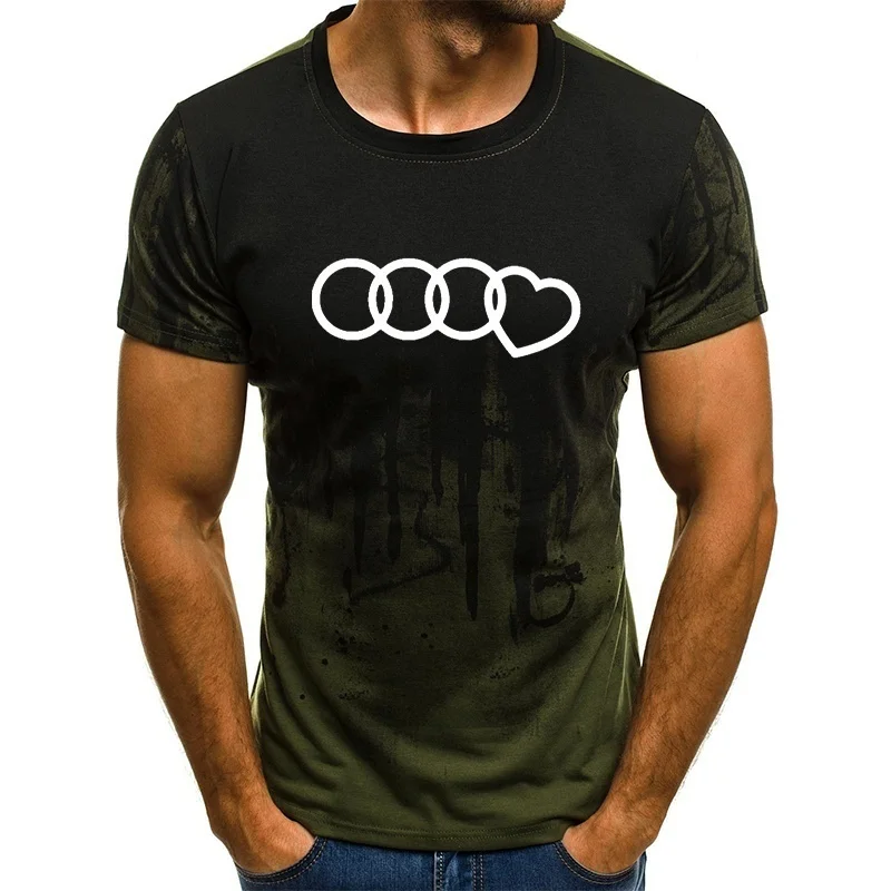 Новинка распродажа Мужская футболка размера плюс градиентные цвета с коротким