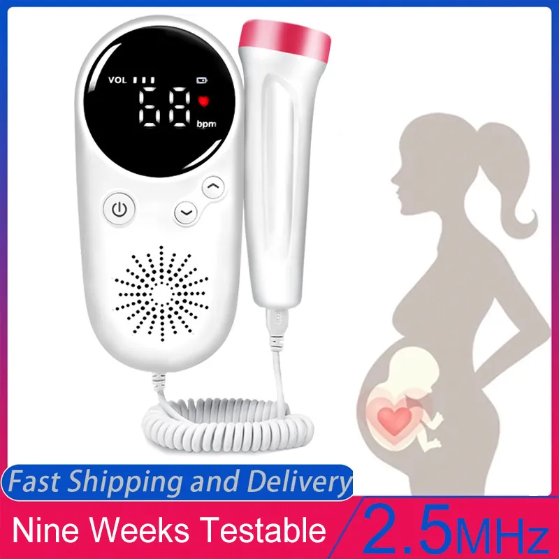 

2.5Mhz Doppler Fetal Pregnancy Babies Home Ultrasound Sonar Heart Rate Detector Baby Monitor for Pregnant Women Stethoscope