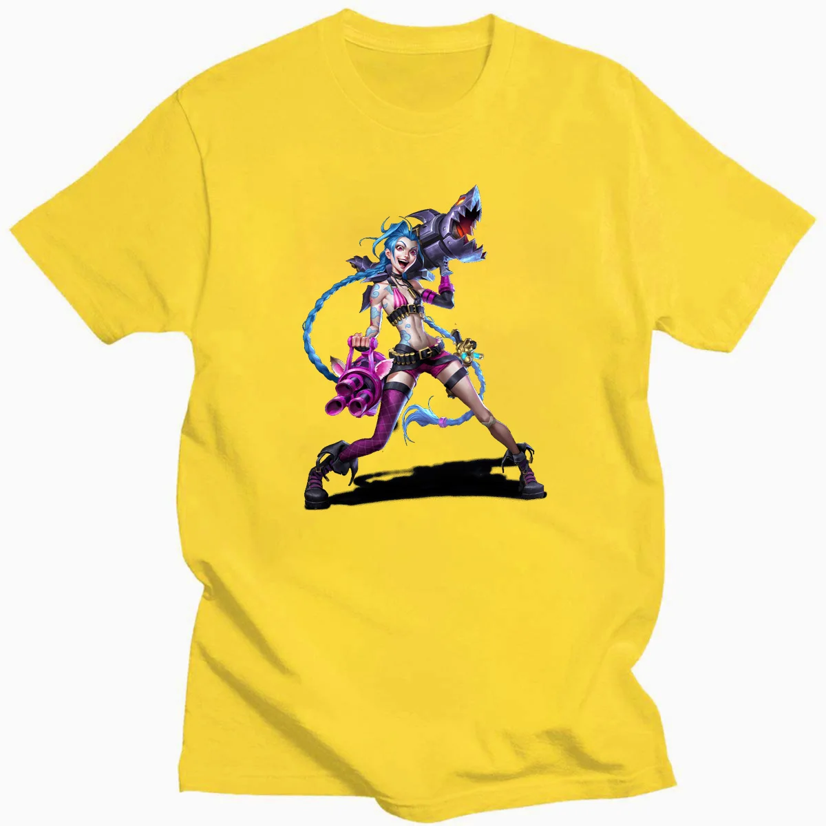 

Summer Fashion Game Cosplay Style LOL Art Wild Rift Jinx Printed T-Shirts Casual Short Sleeve O-neck Cotton Tees For Fans