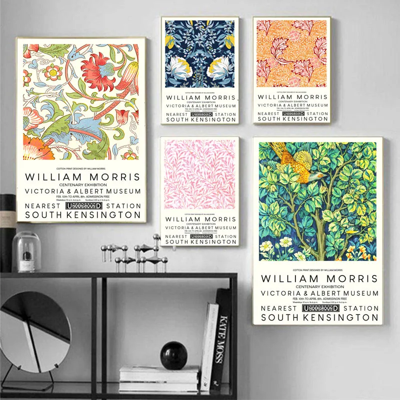 William Morris Plant Leaf Flower Abstract Wall Art Canvas Painting Nordic Posters And Prints Pictures For Living Room Decor | Дом и сад