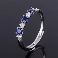 natural 3mm natural sapphire ring for daily wear 925 silver sapphire jewelry fashion sterling silver gemstone ring