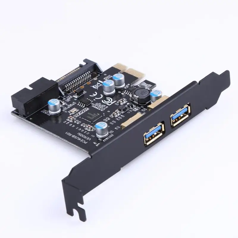 PCI-E USB 3 0 разъем SATA 19Pin питание с 2 портами плата PCI Express адаптер расширения