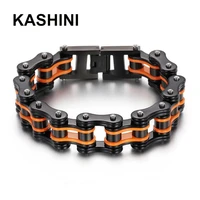 punk mens chain bracelets bangles orange motorcycle biker bicycle chain link bracelets for men stainless steel jewelry gift