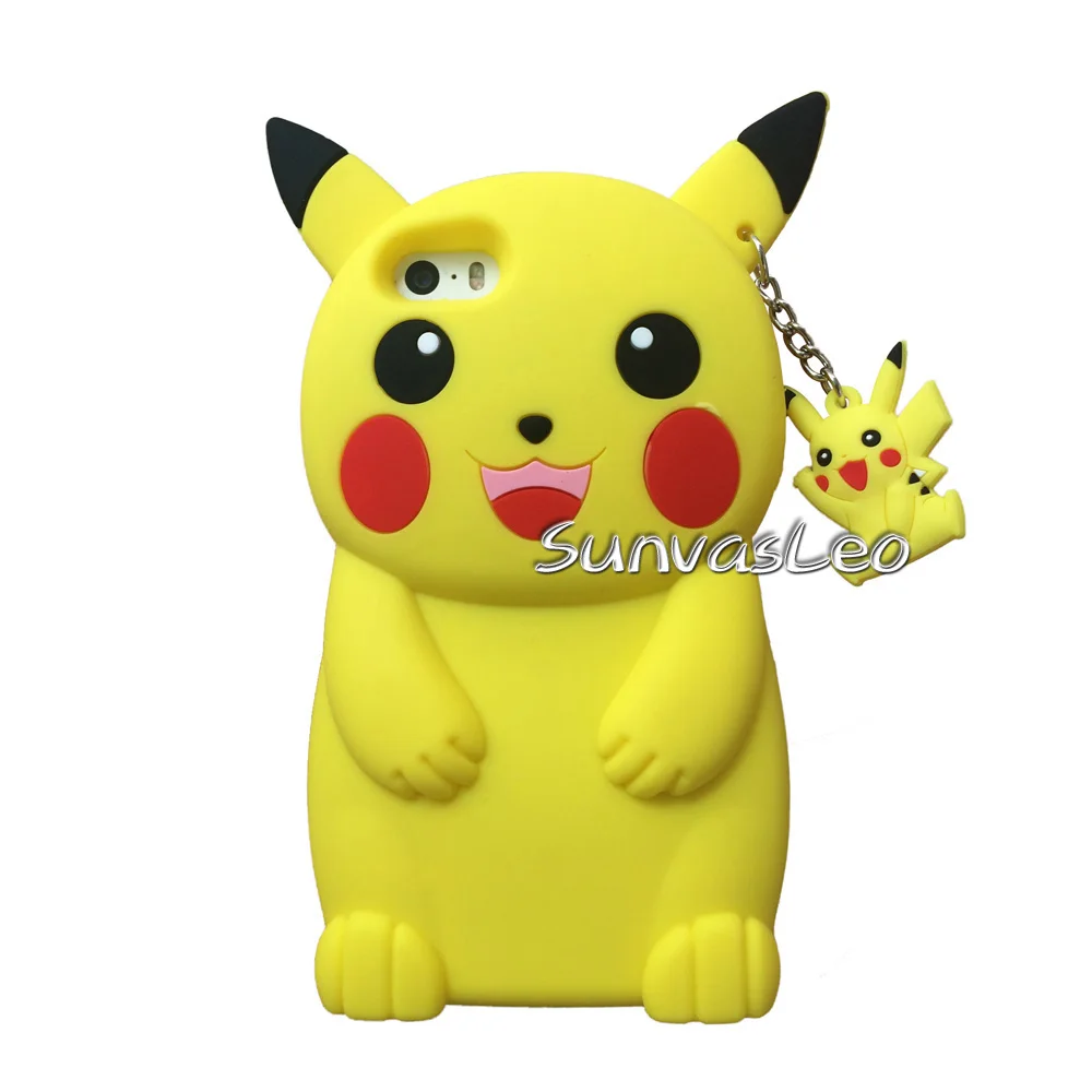 3D Pikachu Для iPhone X XS XR Max, мягкий силиконовый чехол с 3D милыми мультяшными животными для телефона, чехол для iPhone 5, 5S, 5C, SE, 6, 7, 8 Plus, X - Цвет: 3D Pikachu