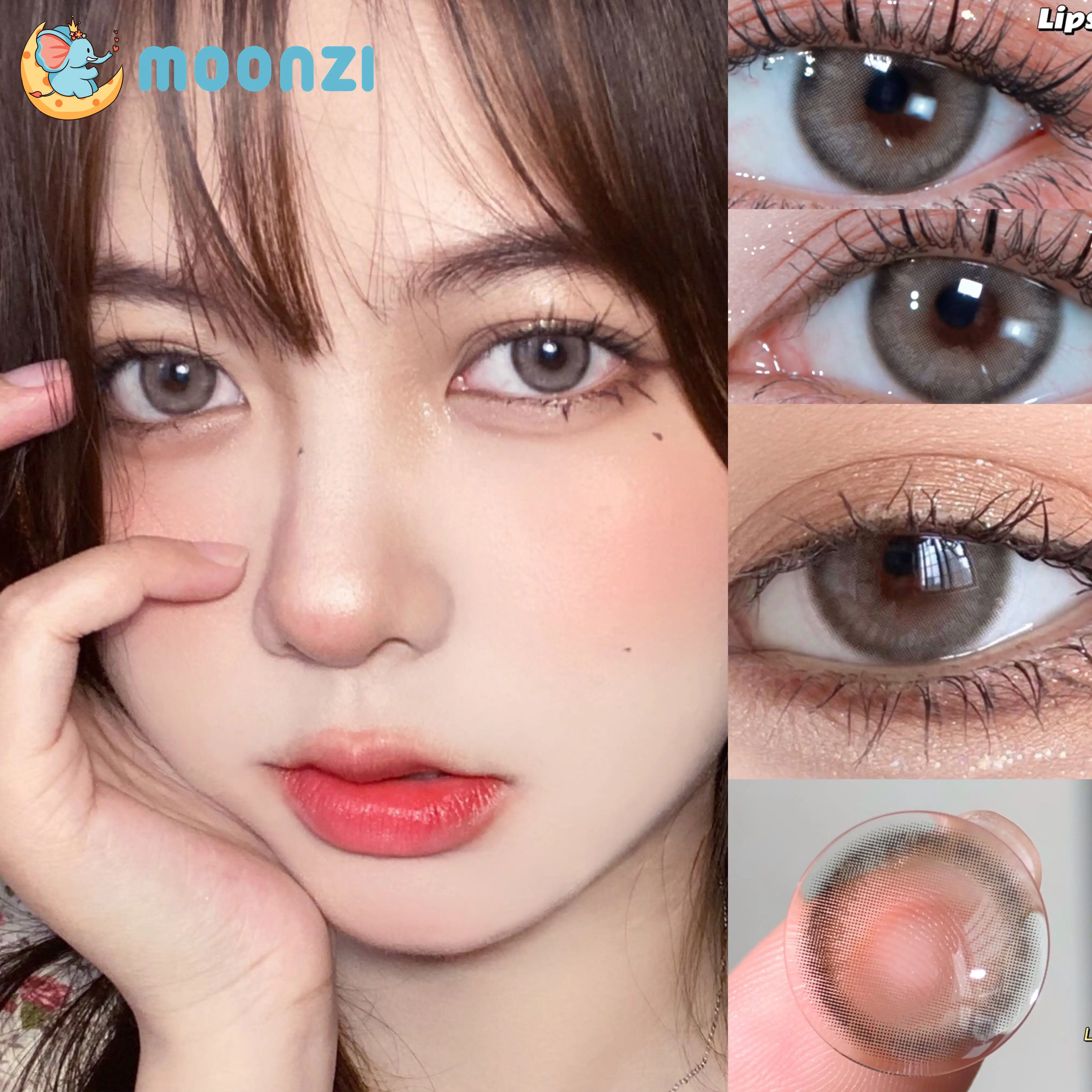 

MOONZI platinum gray Soft Eye Contact Lenses for eyes High Quality Big Natural Colored Small Beauty Pupil Degrees Myopia Prescri