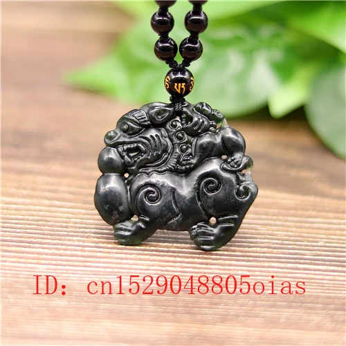 Ожерелье с подвеской в виде дракона из натурального нефрита черного и зеленого