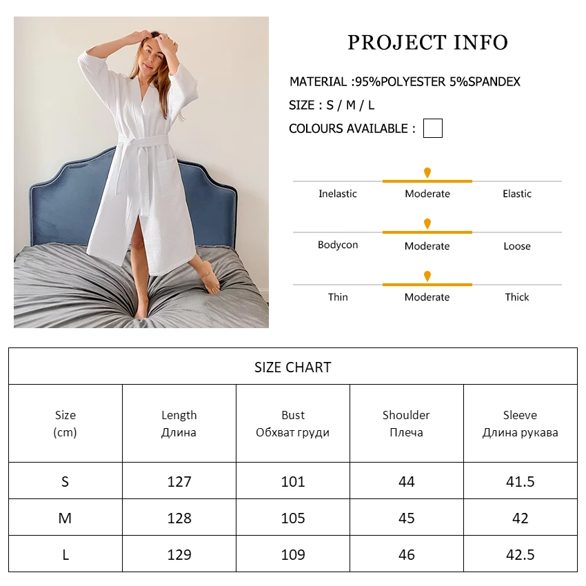 

HiLoc Knitting Robes Women Sleepwear Pocket Lace Up Bathrobe Female Elegant Nightwear Nine Quarter Sleeve White Nightgowns Robe