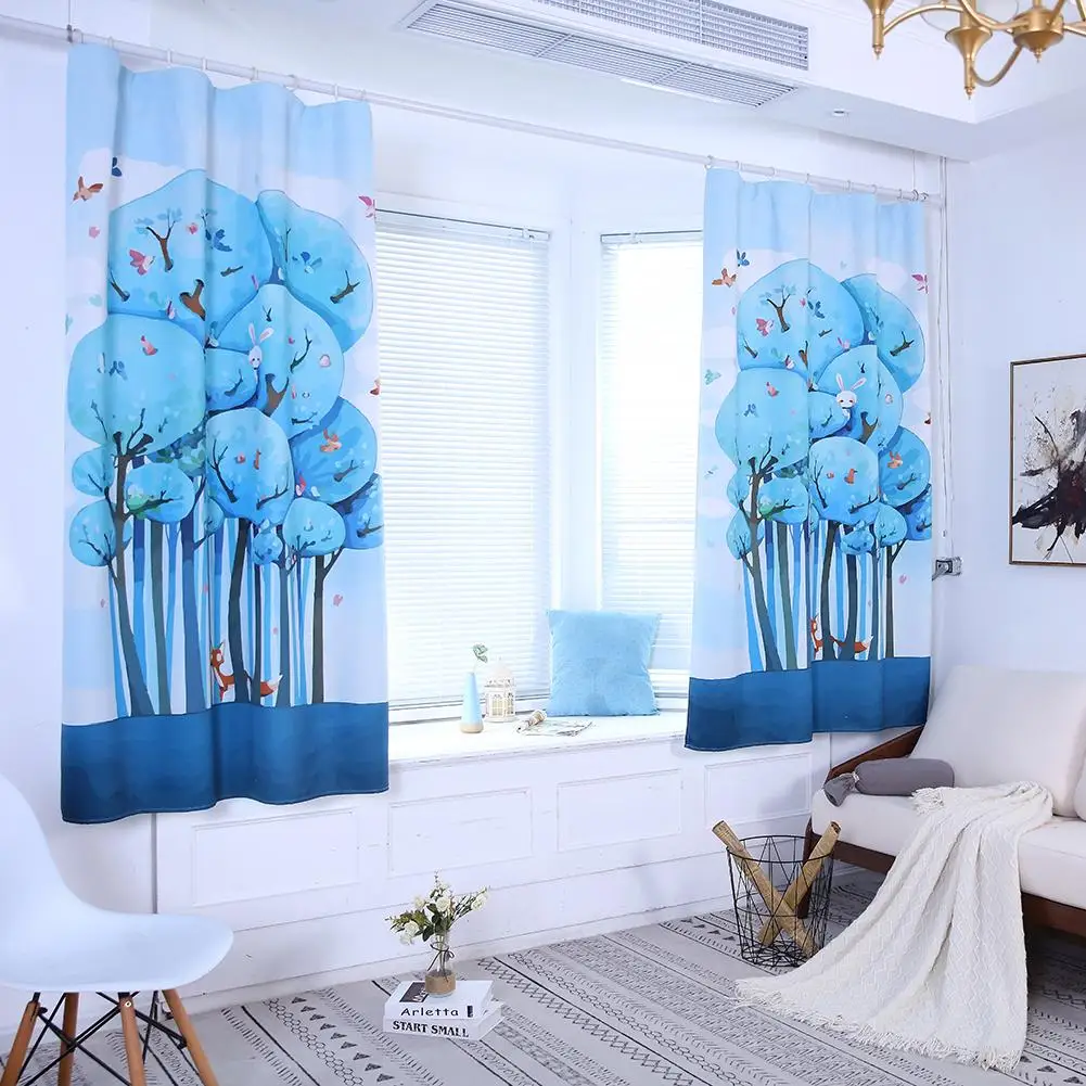 

Hook Style High Shading Cartoon Tree Fox Window Curtain Panel Kids Bedroom Nursery Decor 80*200cm/100*130cm/135*190cm