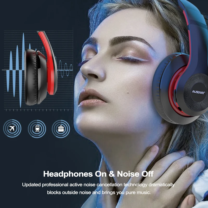 AUSDOM ANC10, новинка, активные наушники с шумоподавлением, Bluetooth, Hi-Fi, глубокий бас, складные, с микрофоном, ANC, беспроводная гарнитура для музыки