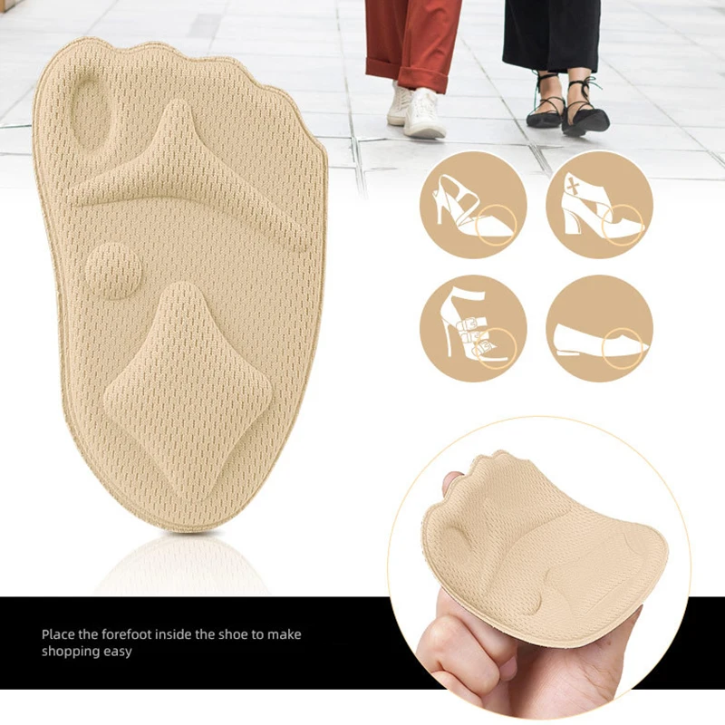

4d Sponge Forefoot Pad Orthopedic Half Insoles Adjustable Size Foot Pad Sweat-absorbent Shoe Accessories Non-slip Half-size Pad