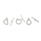 Застежки-тумблеры для ювелирных изделий сделай сам, прозрачные круглые Серебристые стразы из цинкового сплава с сердечками, аксессуары для изготовления браслетов, 5 комплектов