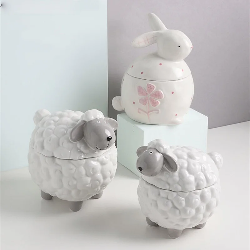 

Керамический контейнер для хранения, статуэтка для мебели, коробка для хранения, коробка для закусок, фигурка животного, скульптура, настол...