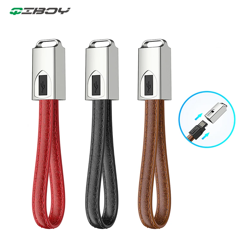 Мини USB кабель для Xiaomi redmi note 5 кожаный брелок короткий Шнур Micro Type C Samsung S9 провод