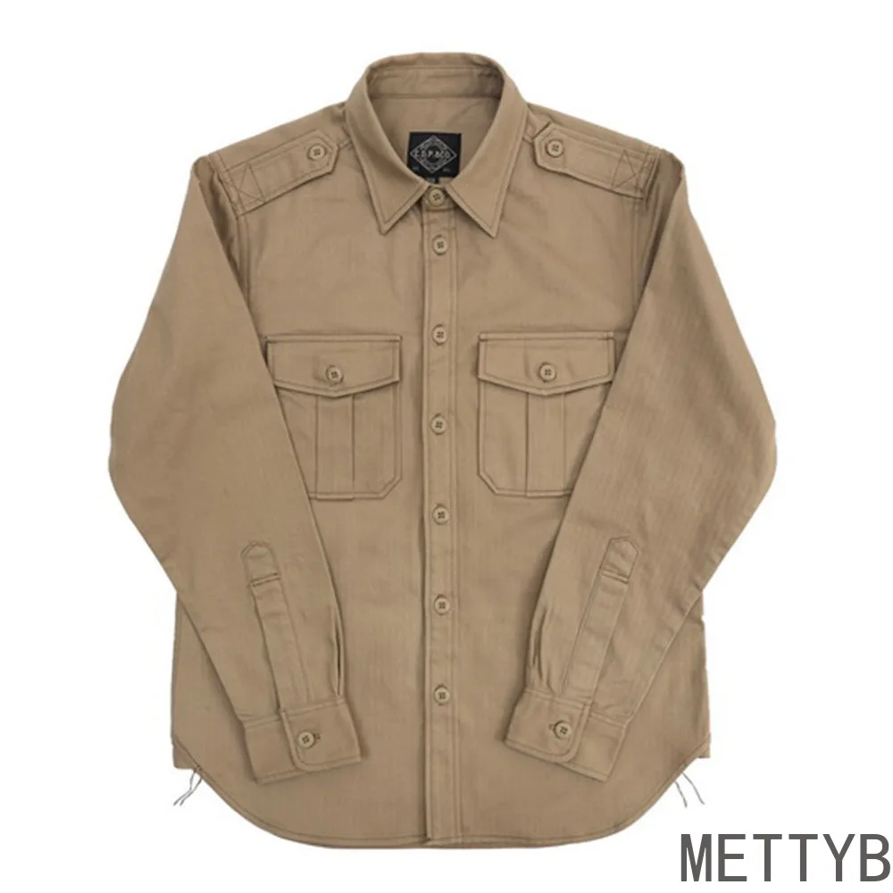 Shirt Men US Army Shirt Jacket Outdoor Clothes Retro WW2 Vintage Military Casual Coat With Shoulder LoopsCotton