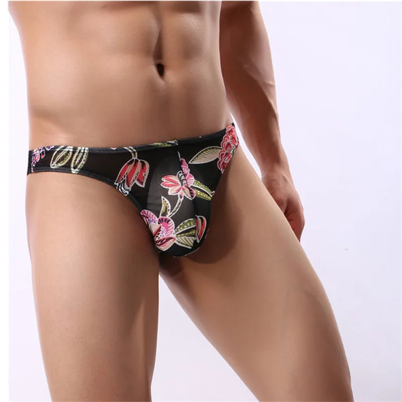 Самые Сексуальные мужские стринги с цветочным принтом бесшовные T прочные и