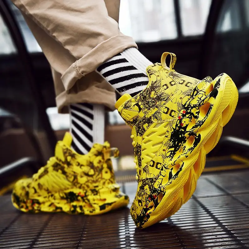 Большие размеры высокие мужские кроссовки из искусственной кожи для бега