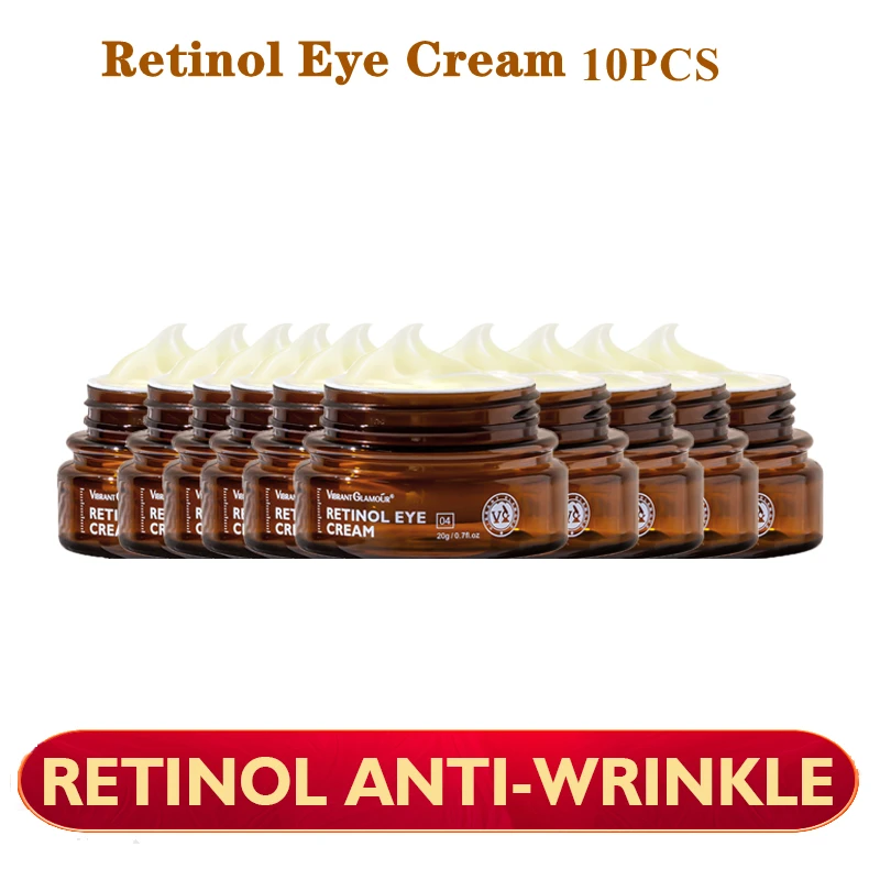 

VIBRANT GLAMOUR Retinol Eye Cream Dark Circles Fade Fine Lines Remove Eye Bags Anti Wrinkle Anti Aging Firming Brighten Skin10pc