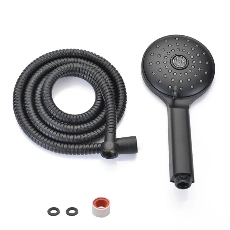 

Metal Bathroom Hand Held Black Shower Head with Long Hose High Pressure Massage Spa Hand Held Showerhead Kit