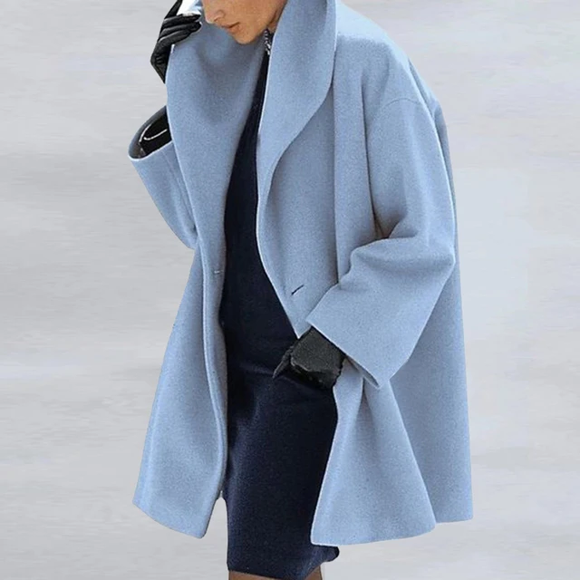 

Женское шерстяное пальто с капюшоном, однотонное повседневное теплое пальто на одной пуговице, с длинным рукавом и карманами, длинный карди...
