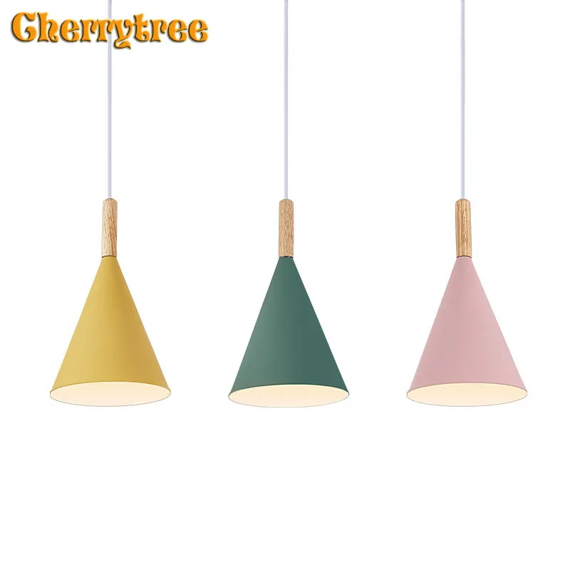 Современные подвесные светильники скандинавский деревянный потолочный