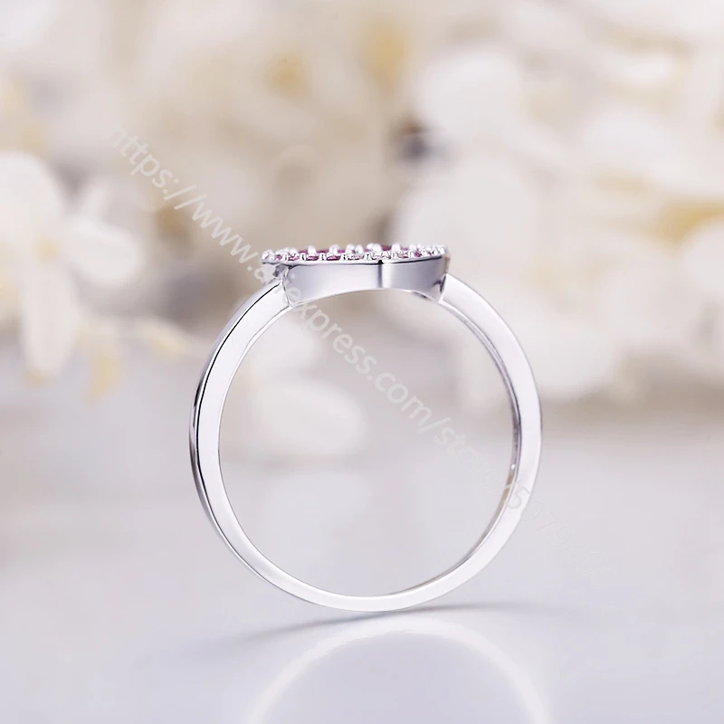 

Unique heart Shaped CZ stone engagement ring cubic zirconia sterling silvers plated wedding ring engraving promise for girl