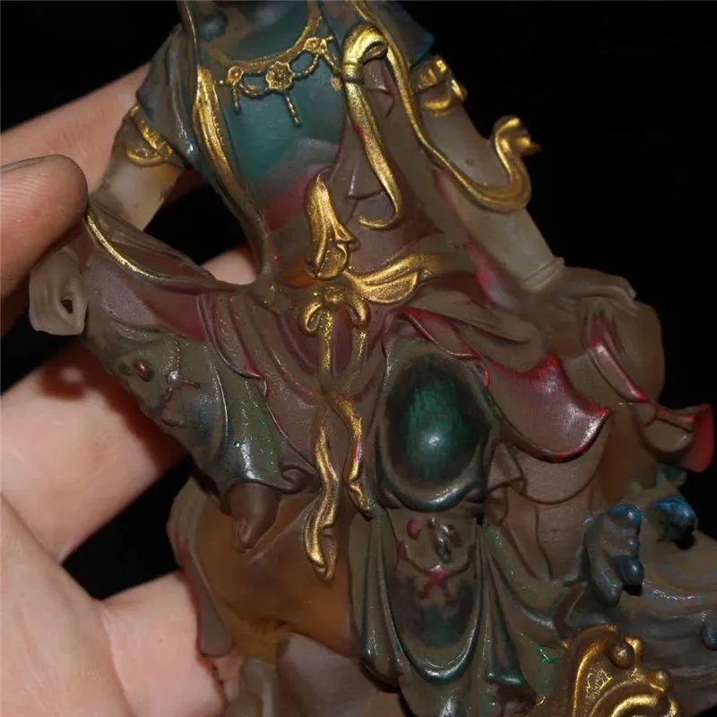 

Collection Chinese Hand-made Colored Glaze Guanyin Buddhism Bodhisattva Buddha Statue Fengshui Decoration Gift