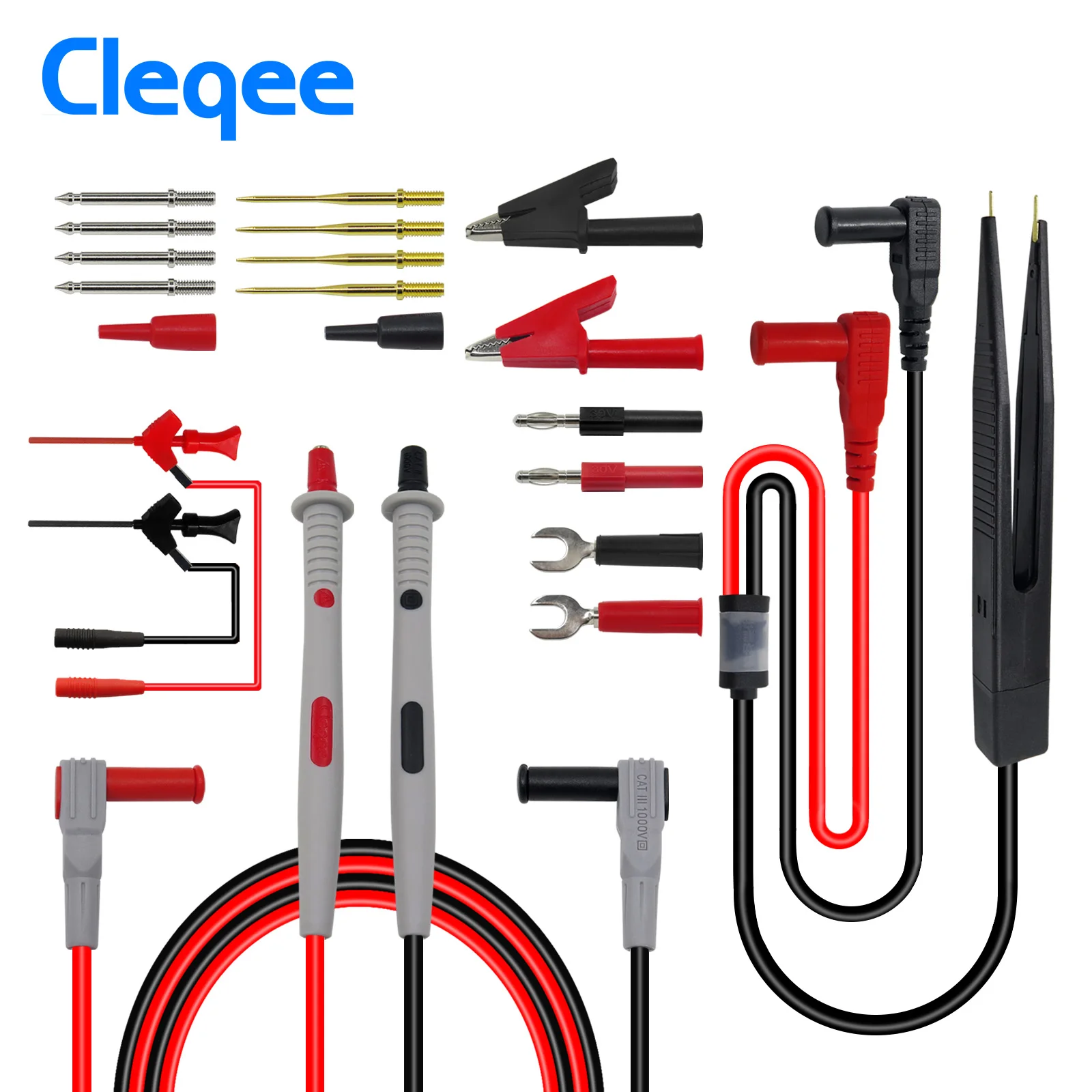 Cleqee P1503E датчики для мультиметра Тестовые провода комплект с пинцетом кабель со штекером типа банан Сменные иглы цифровой мультиметр щупа