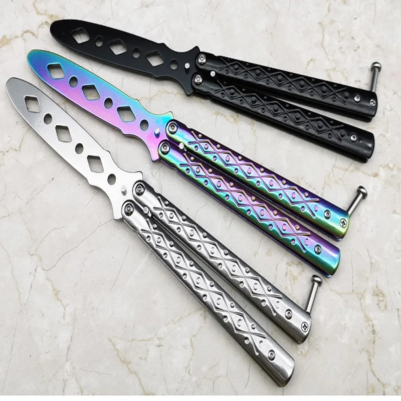 

Butterfly Knife Practice Training Folding Knife Stainless Steel Game Toy Without Blade Folding Throw Trainer Flip Deformation