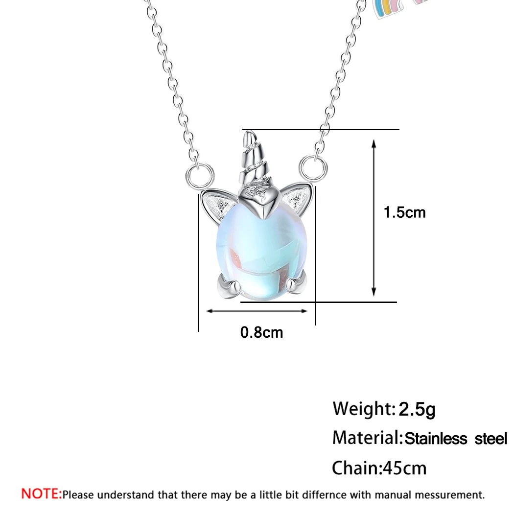 Чандлер из нержавеющей стали CZ ожерелье с единорогами лунным камнем кристаллом