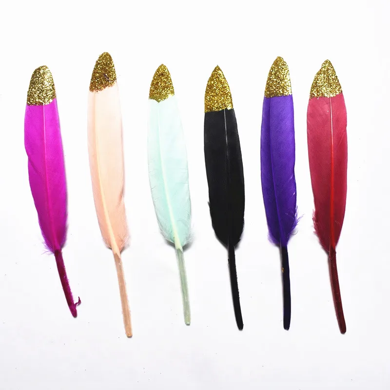 Гусиные перья утки погруженные золотом 20 шт./лот для рукоделия 10 15 см/4 6 дюймов