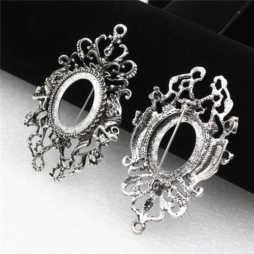 Antique silver Подходит 18x25 мм винтажная овальная брошь пустая заготовка рамка основа тележки Русалочка кабошоны для DIY брошь изготовление 5 шт./партия K06130 - Окраска металла: Antique silver