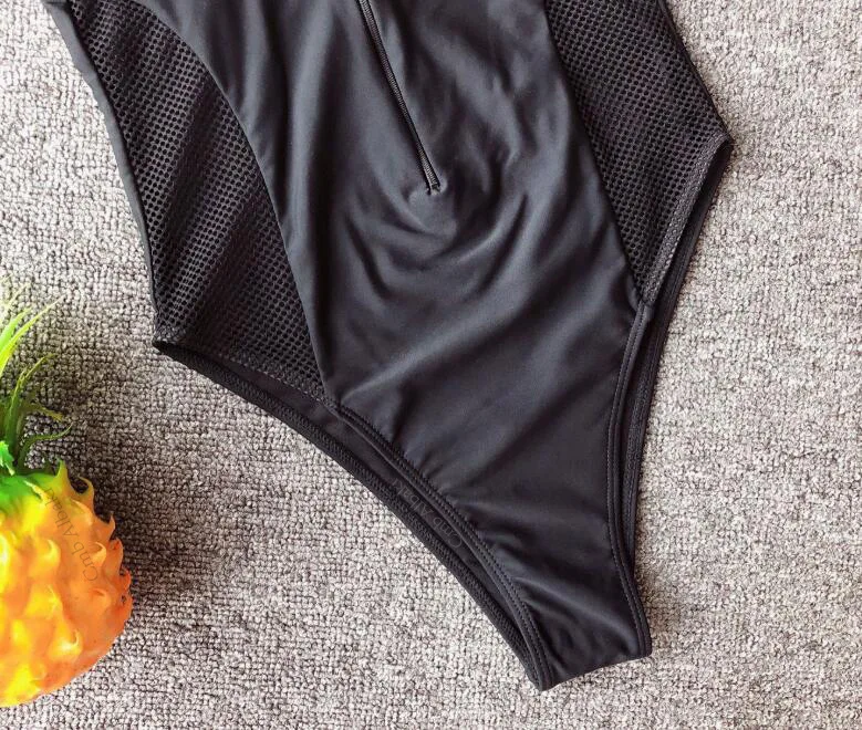 

Front zipper mesh patchwork bathing suit,Black red one piece swimsuit,maillot de bain femme une pice,baador mujer una pieza
