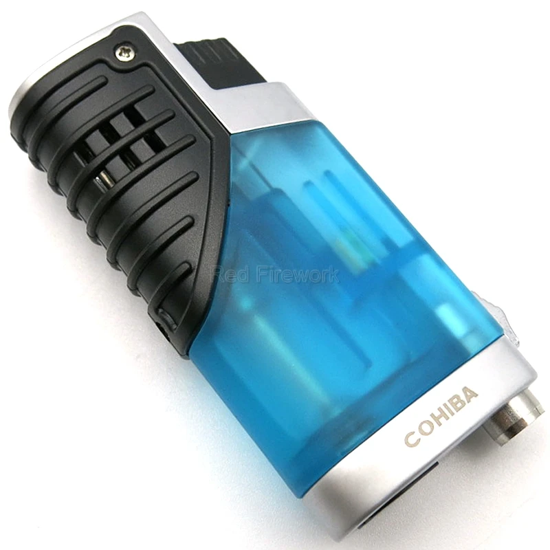 Абсолютно новые зажигалки COHIBA, классические, портативные, ветрозащитные, тройные, 3 пламени, сигареты, сигары, зажигалка с сигарой, удар, подарочная коробка