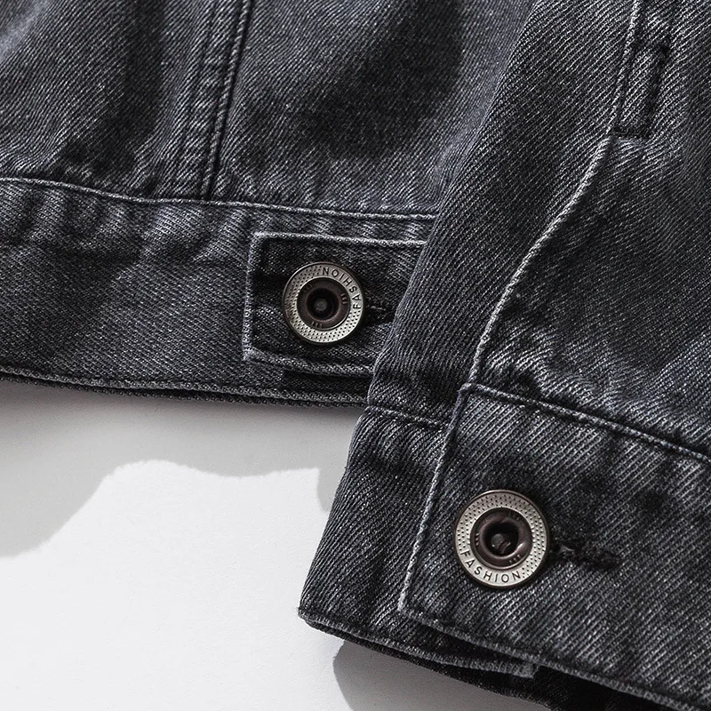 

New Japanese Gray Lined Denim Jackets Men's Spring Autumn Washed Handsome Jean Jacket Male Casual Long Sleeves Mens Tops Clothes