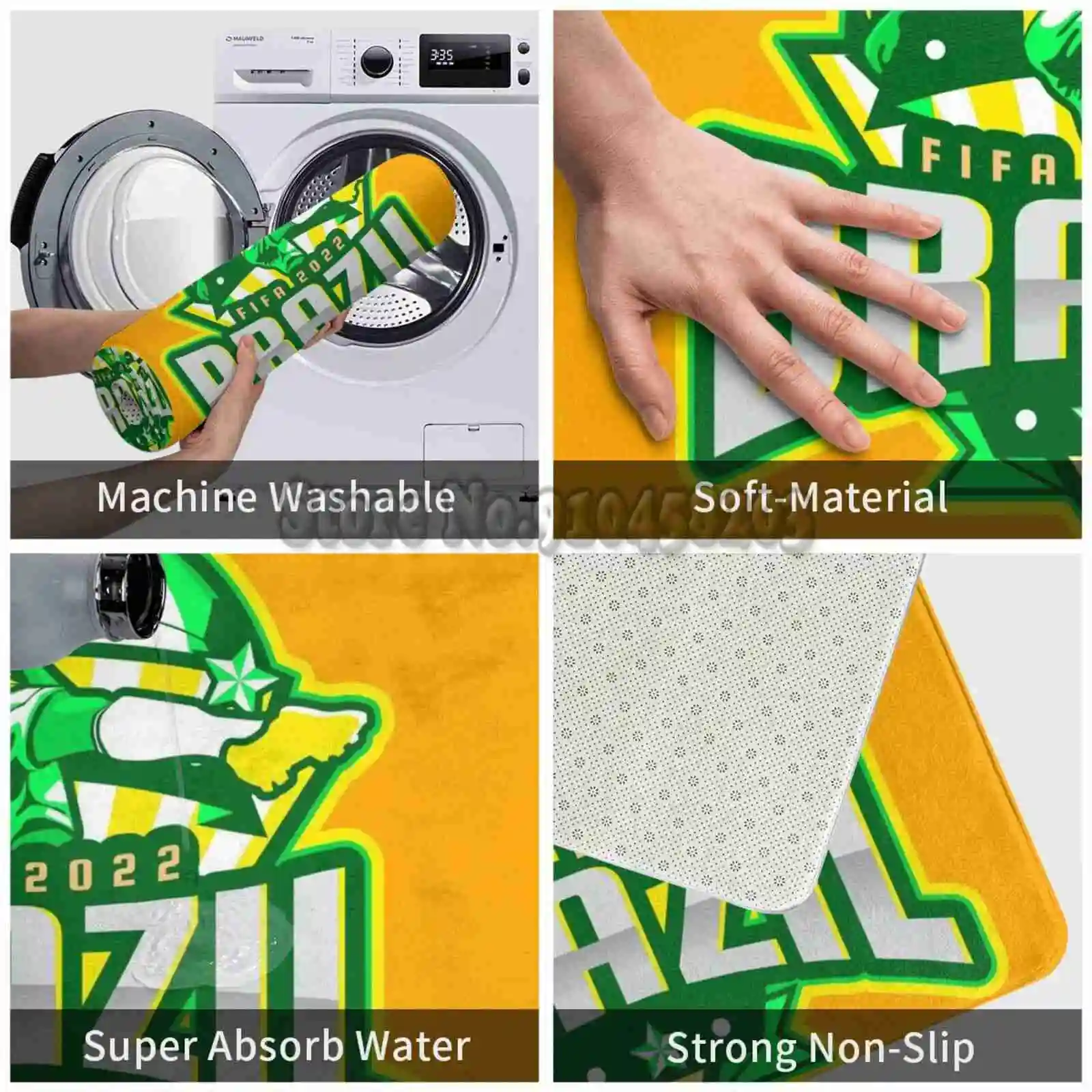 Бразильская ФИФА 2022 нескользящий коврик для ванной комнаты кухонный