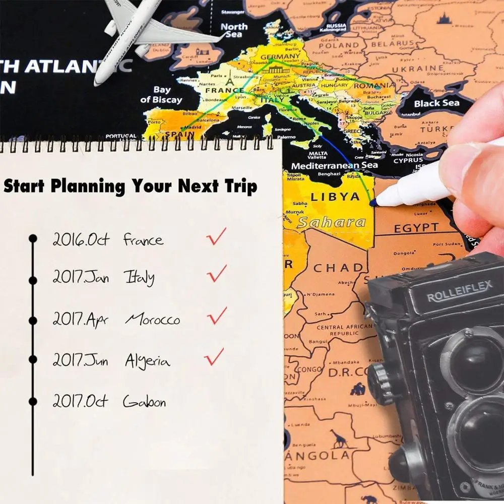 Настенный декор царапины от карты мира настенный стикер с флагами стран Дорожная