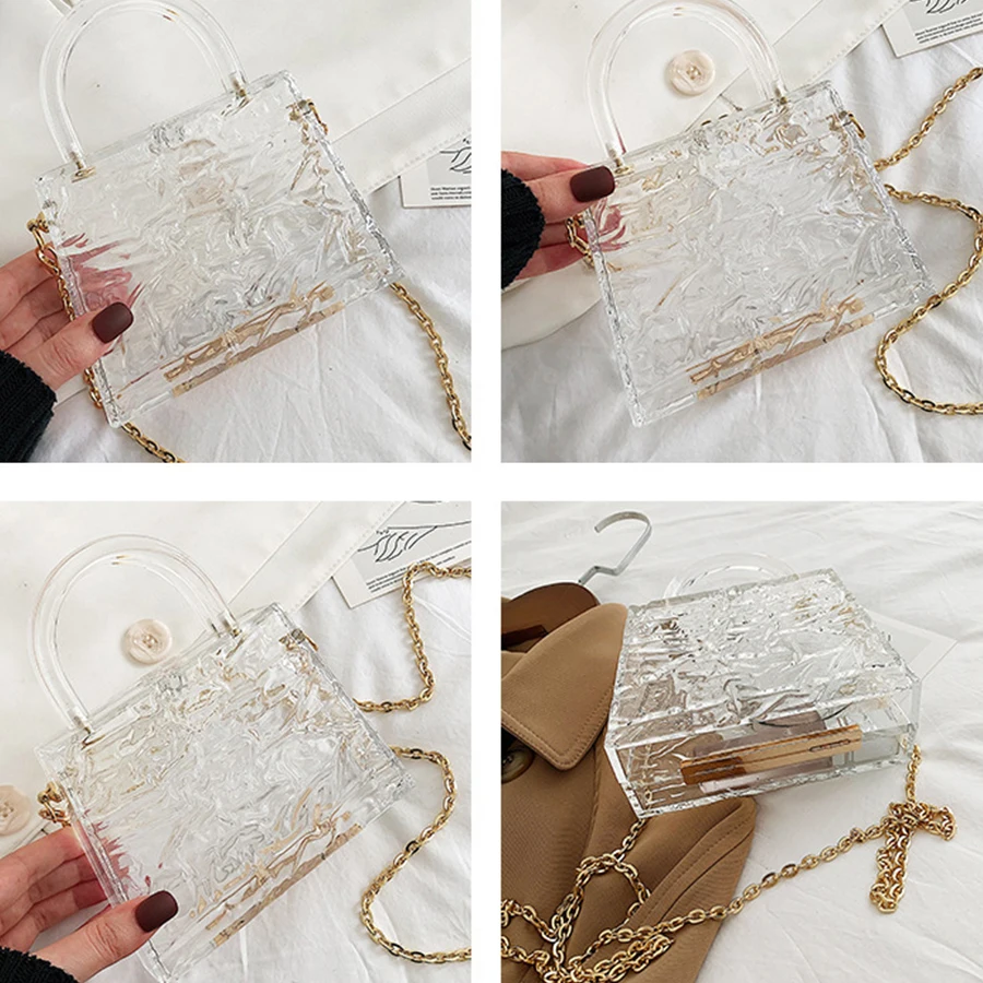 

Clear Acrylic Top-handle Women's Handbag Fashion Chain Transparent Shoulder Crossbody Bags for Women 2020 Small Box Purses New