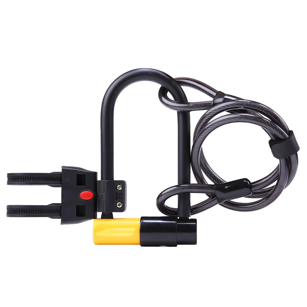 

Велосипедный замок, Противоугонный Сверхмощный Замок, U-образный замок со стальным кабелем для активного отдыха на велосипеде, черный и ора...