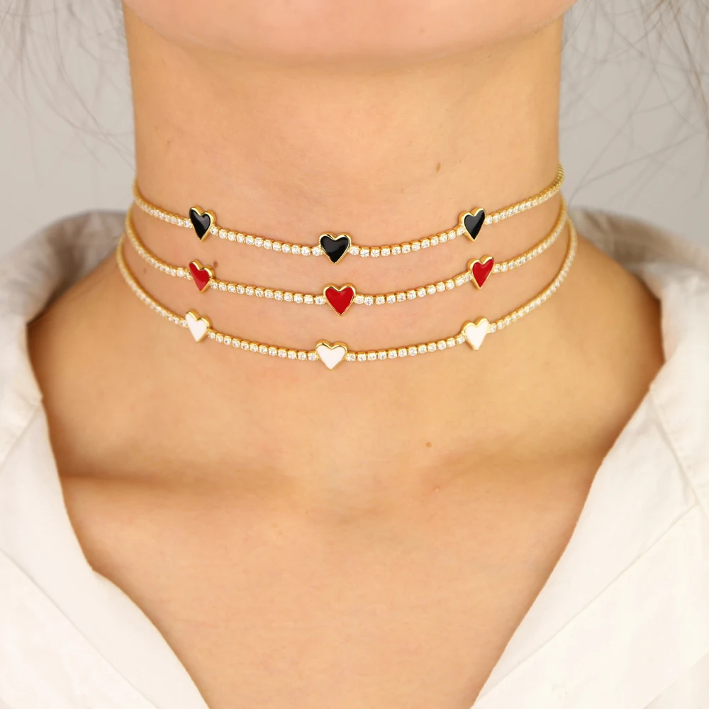 Новинка 2019 браслет с фианитами и простое эмалированное геометрическое ожерелье