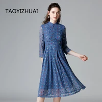 modified chinese style qipao spring and autumn 2021 new floral lace a line plus size dresses for women