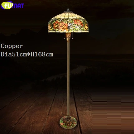 Copper Rose Торшер FUMAT Tiffany, 20 дюймов, Витраж, яблоко, роза, виноград, цветок, рисунок, медная рамка, светильник, домашний декор, мозаика - Цвет абажура: Copper Rose