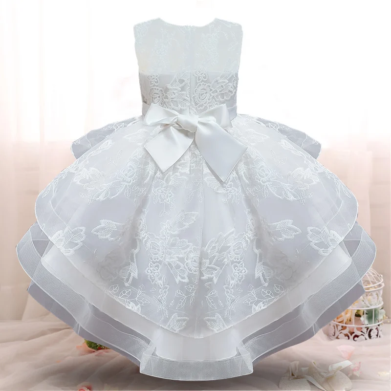 

Белые свадебные кружевные платья для девочек, вечернее платье подружки невесты для причастия, официальное платье принцессы, детская одежда, костюм на годовщину