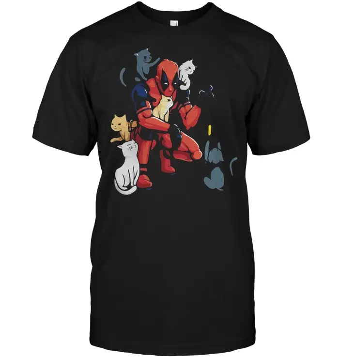 Милая футболка с котами Дэдпул| |