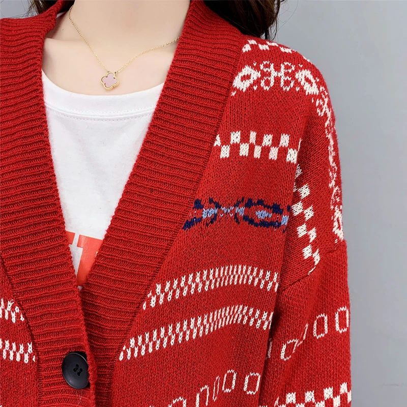 

Oversized Loose Vintage Women Sweater Outerwear Autumn Winter Lazy Style Ladies Jackets Thick Knitted Cardigan Coats KS798