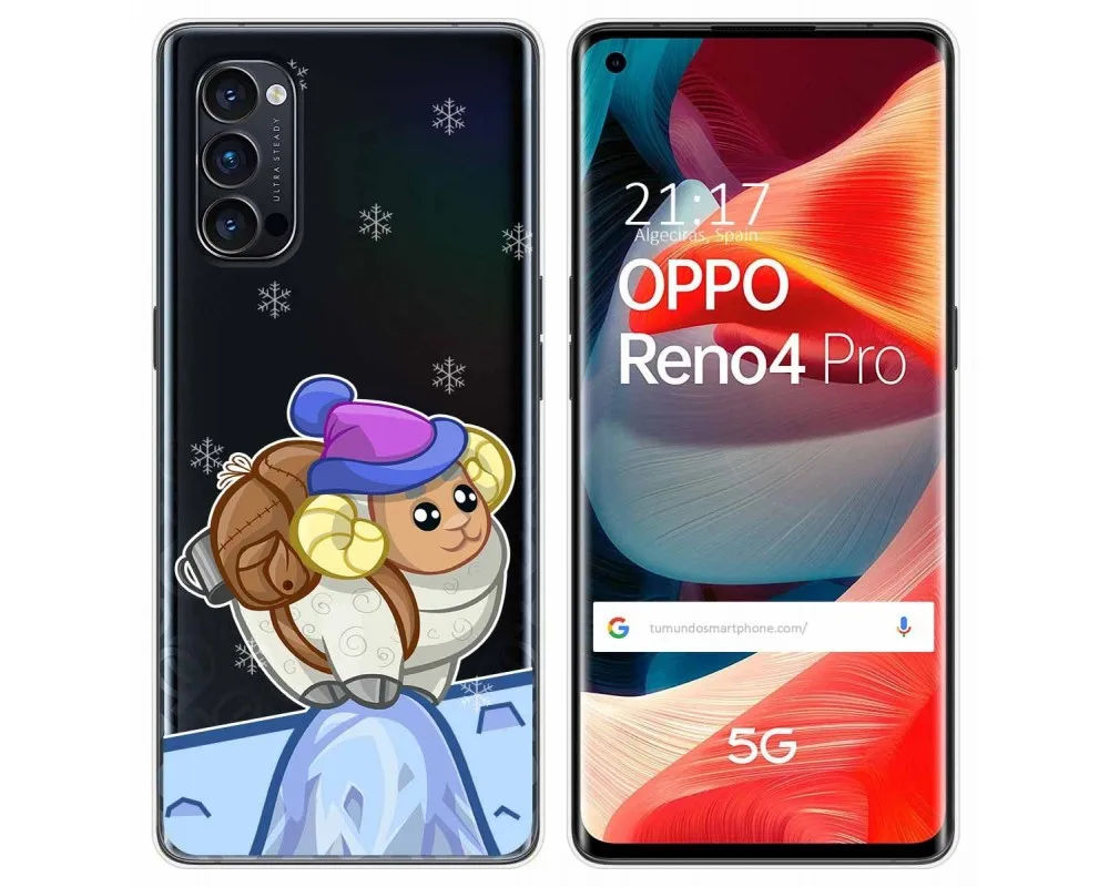 Прозрачный гелевый чехол для Oppo Reno 4 Pro 5G дизайн с изображением козы | Мобильные