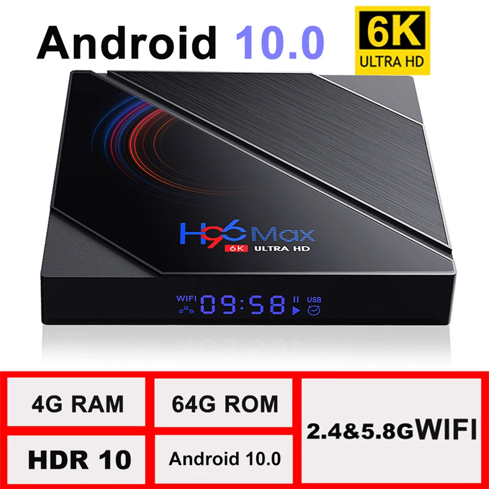 

ТВ-приставка H96 Max H616, Android 10,0, Wi-Fi, 4 + 32 ГБ
