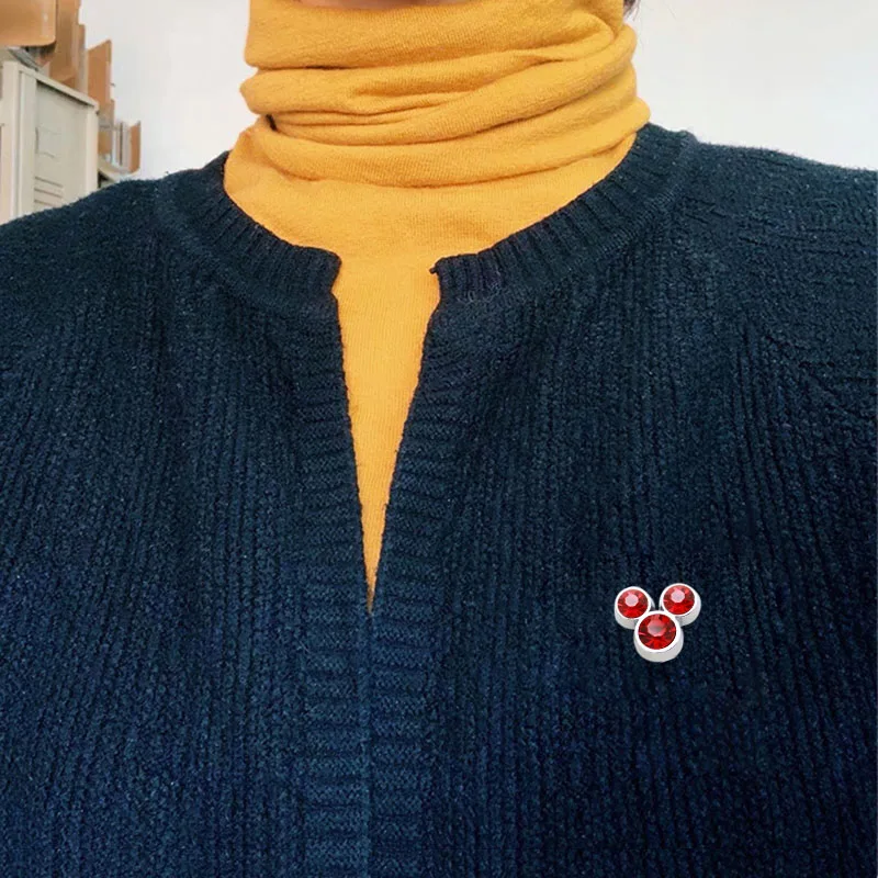 12 шт./лот красочные камнях брошь с Микки-Маусом и украшением в виде кристаллов