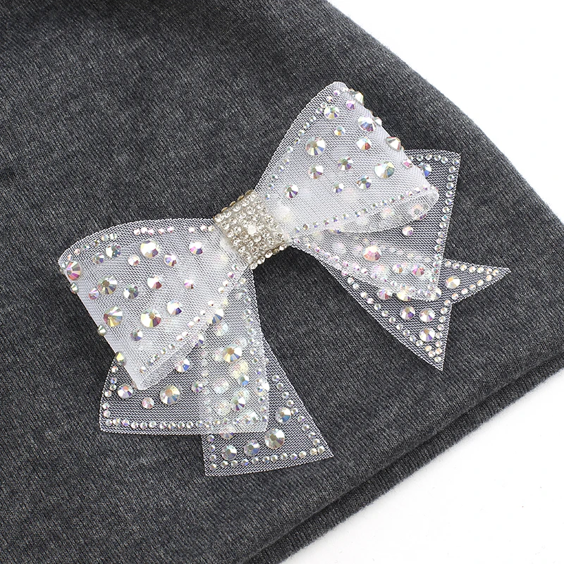 

Geebro 2020 Winter Hats For Women Girls Knitted Casual Stacking Beanies With Butterfly And Bow Accessory Solid Hip Hop Skullies