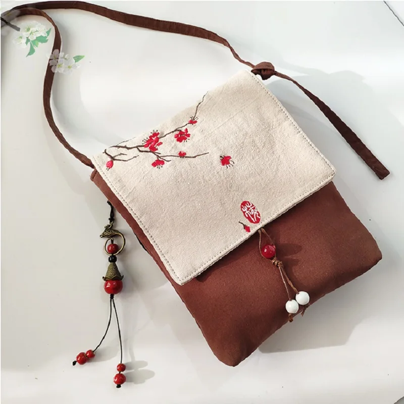 Женская сумка из хлопка и льна с цветочной вышивкой женские сумки через плечо