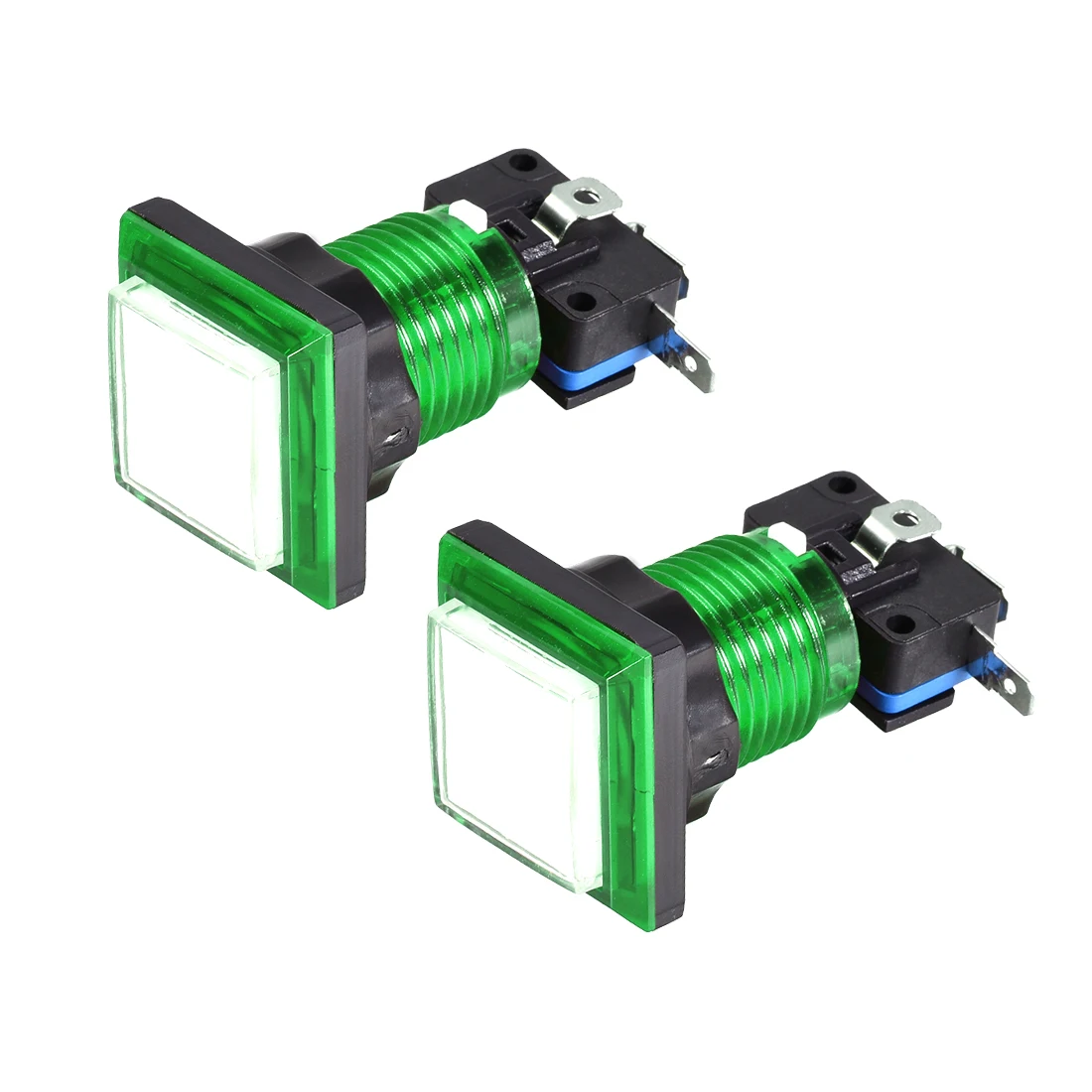 

Uxcell игровая Кнопка 34x34 квадрат 12V светодиодный с подсветкой кнопка белый green2шт